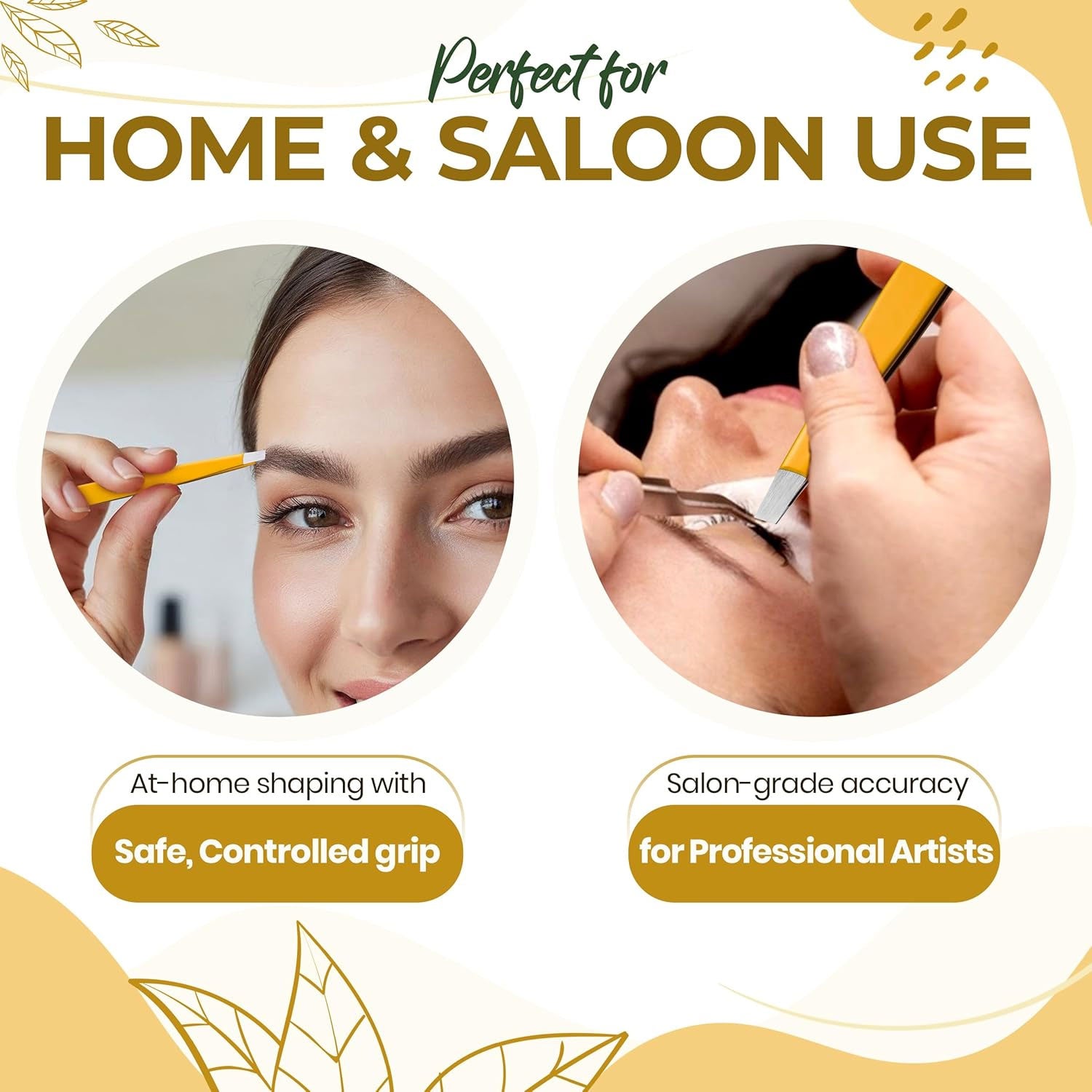 Professional Slant Tip Eyebrow Tweezers for Women & Men – Precision Hair Removal Tool – Stainless Steel Tweezers for Eyebrow Shaping, Facial Hair, Ingrown Hair & Splinter Removal