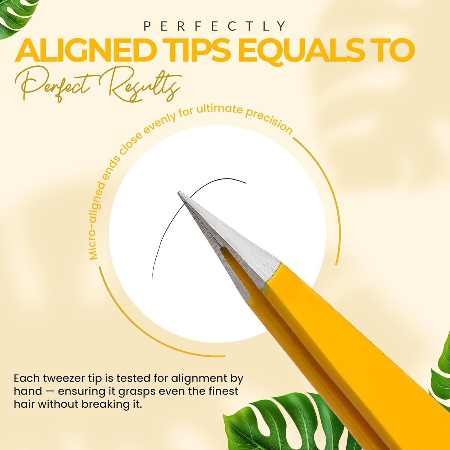 Pointer Stainless Steel Tweezers Women & Men Precision Eyebrow Tweezers for Facial Hair, Fine Tip Strong Grip Professional Tweezer for Shaping, Ingrown Hair & Splinter Removal (Chalked Lemon)