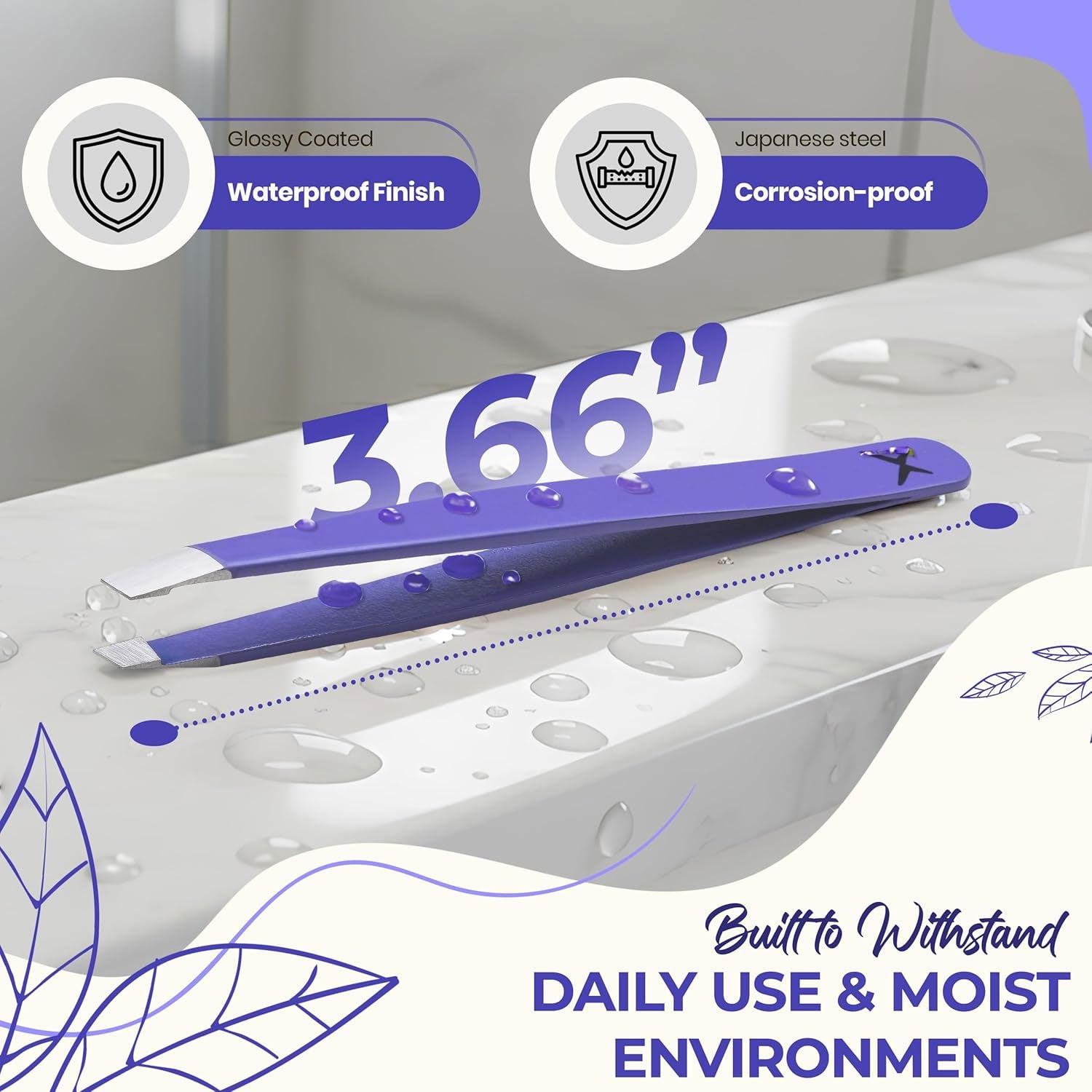 Professional Slant Tip Eyebrow Tweezers for Women & Men – Precision Hair Removal Tool – Stainless Steel Tweezers for Eyebrow Shaping, Facial Hair, Ingrown Hair & Splinter Removal