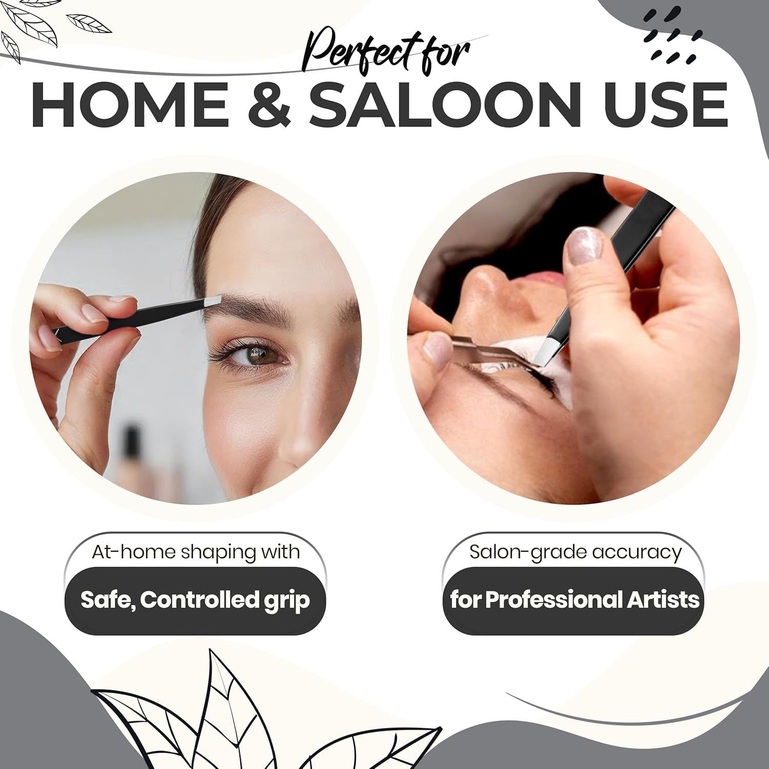 Professional Slant Tip Eyebrow Tweezers for Women & Men – Precision Hair Removal Tool – Stainless Steel Tweezers for Eyebrow Shaping, Facial Hair, Ingrown Hair & Splinter Removal