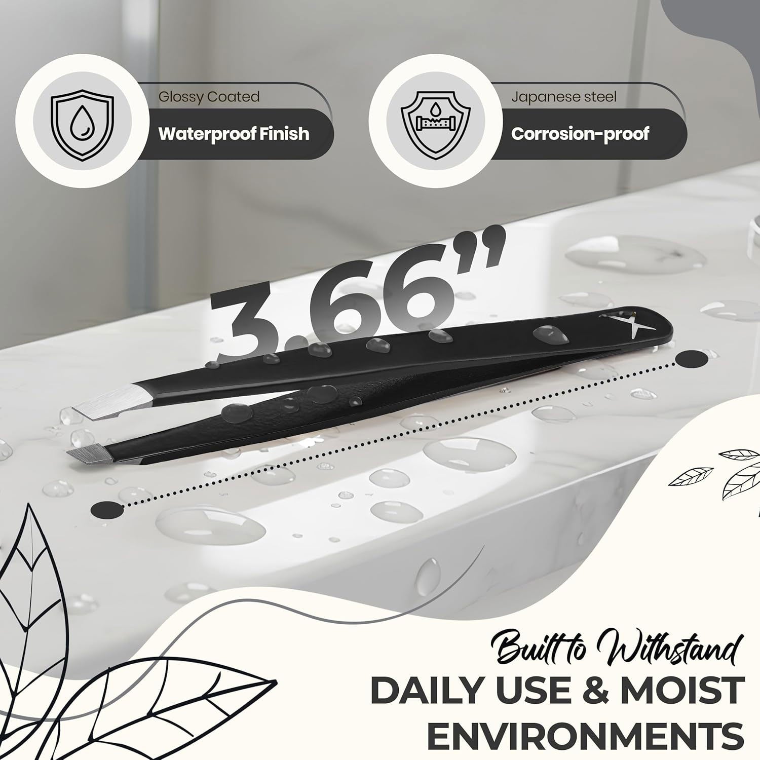 Professional Slant Tip Eyebrow Tweezers for Women & Men – Precision Hair Removal Tool – Stainless Steel Tweezers for Eyebrow Shaping, Facial Hair, Ingrown Hair & Splinter Removal