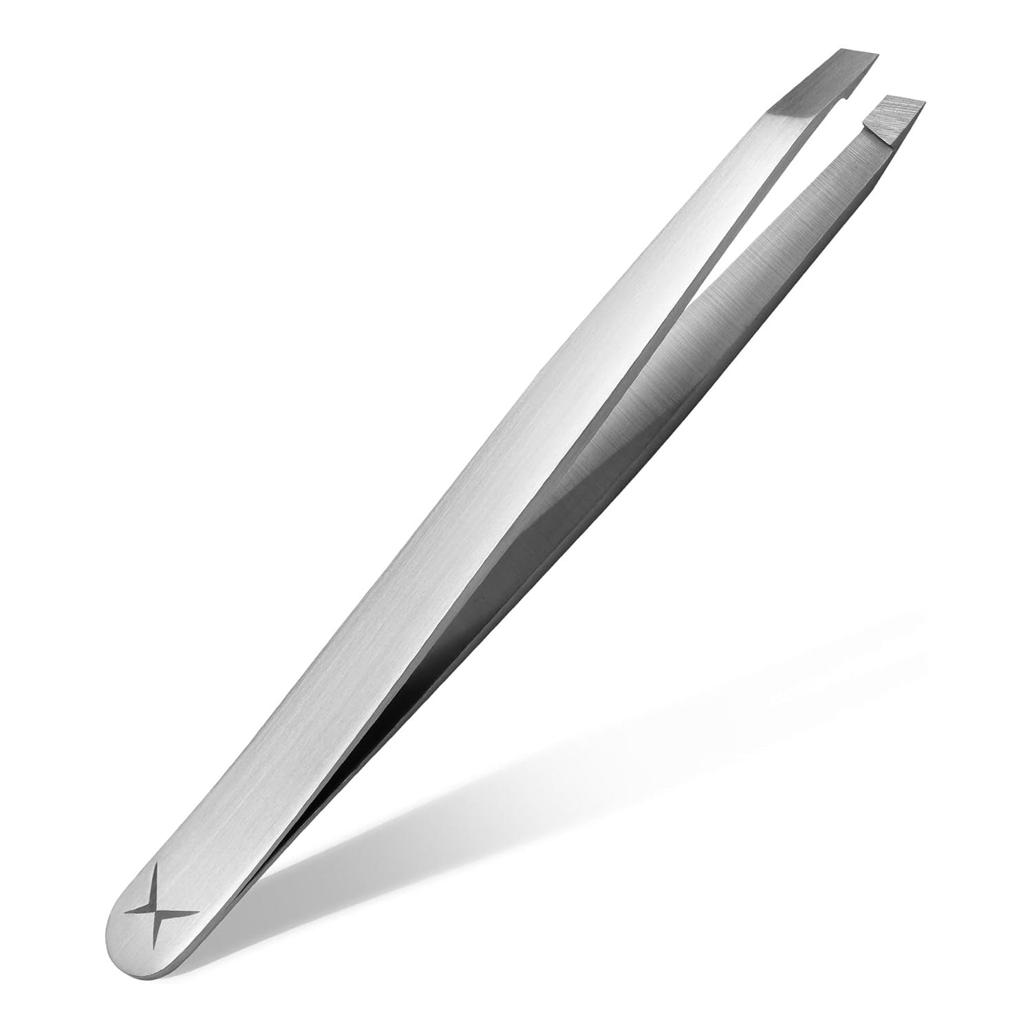 Slanted Stainless Steel Tweezers for Men & Women - Precision Eyebrow Tweezers for Facial Hairs, Strong Grip, Fine Tip, Professional Tweezer for Plucking & Grooming (Classic Stainless)