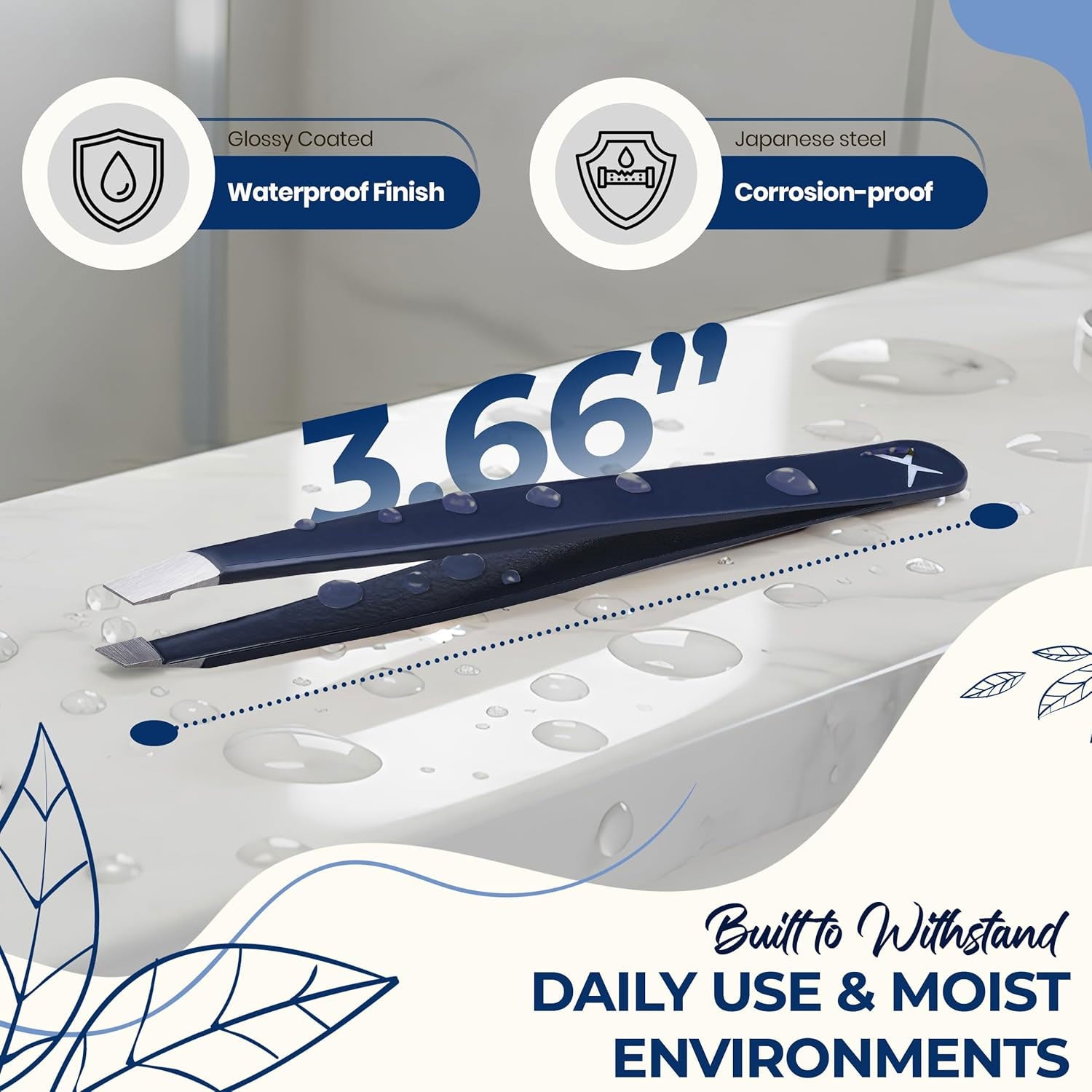 Professional Slant Tip Eyebrow Tweezers for Women & Men – Precision Hair Removal Tool – Stainless Steel Tweezers for Eyebrow Shaping, Facial Hair, Ingrown Hair & Splinter Removal