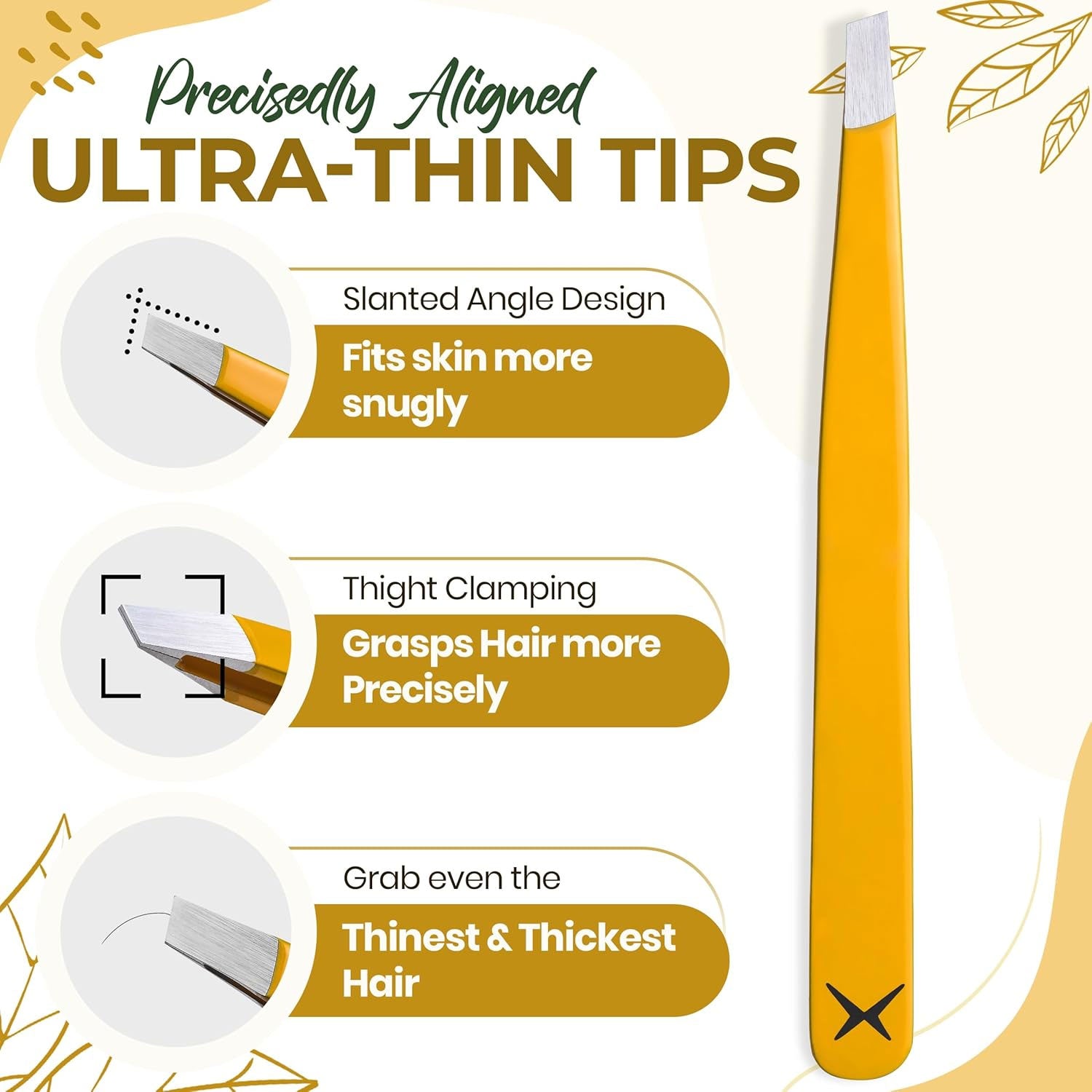 Professional Slant Tip Eyebrow Tweezers for Women & Men – Precision Hair Removal Tool – Stainless Steel Tweezers for Eyebrow Shaping, Facial Hair, Ingrown Hair & Splinter Removal