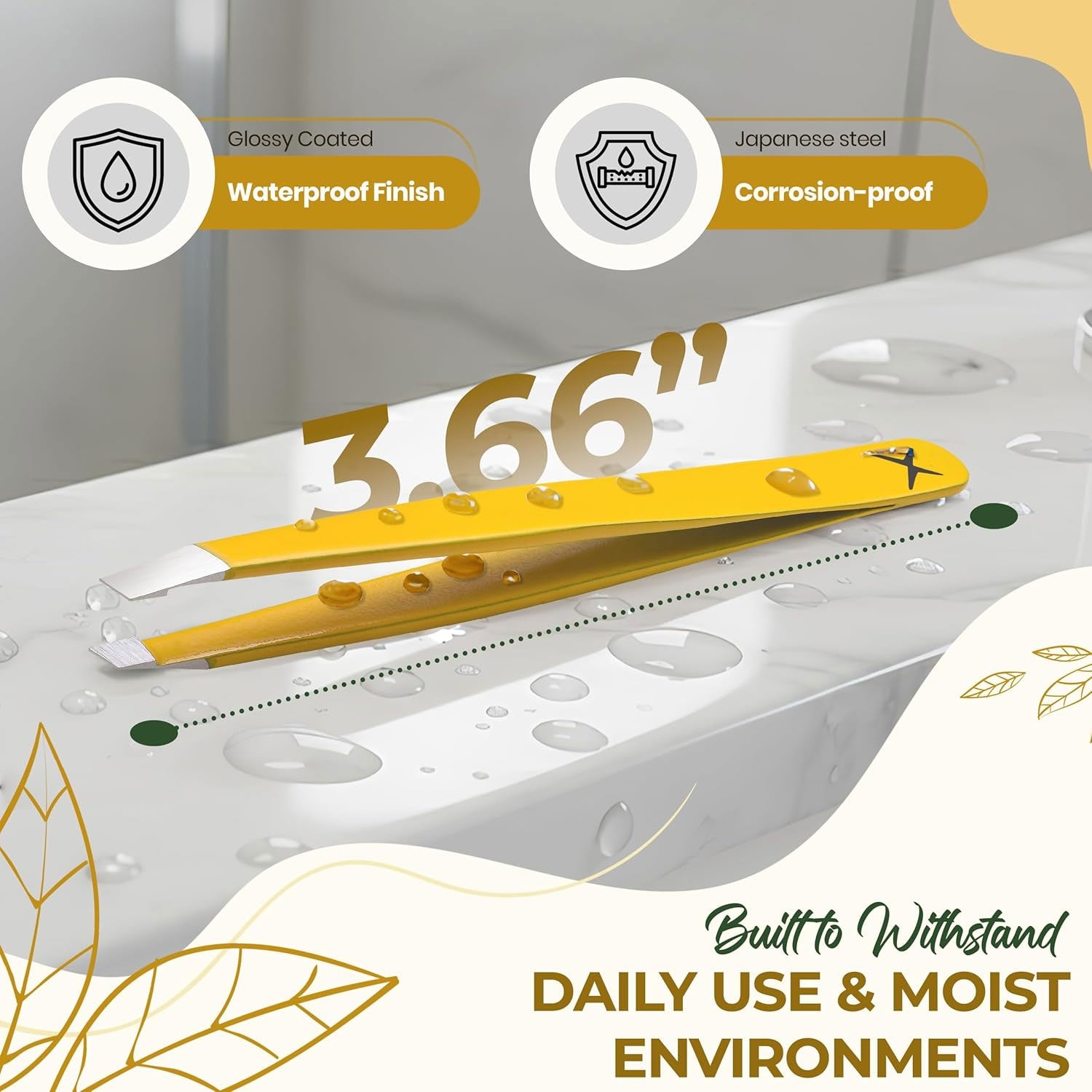 Professional Slant Tip Eyebrow Tweezers for Women & Men – Precision Hair Removal Tool – Stainless Steel Tweezers for Eyebrow Shaping, Facial Hair, Ingrown Hair & Splinter Removal