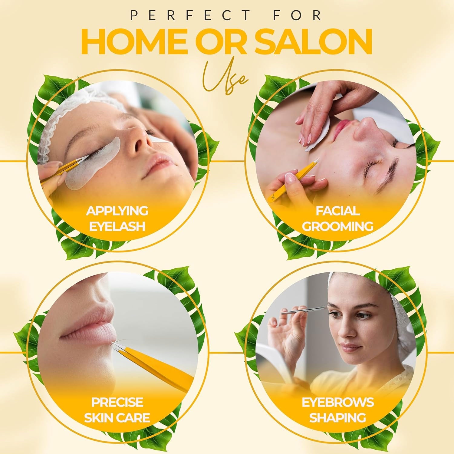 Pointer Stainless Steel Tweezers Women & Men Precision Eyebrow Tweezers for Facial Hair, Fine Tip Strong Grip Professional Tweezer for Shaping, Ingrown Hair & Splinter Removal (Chalked Lemon)