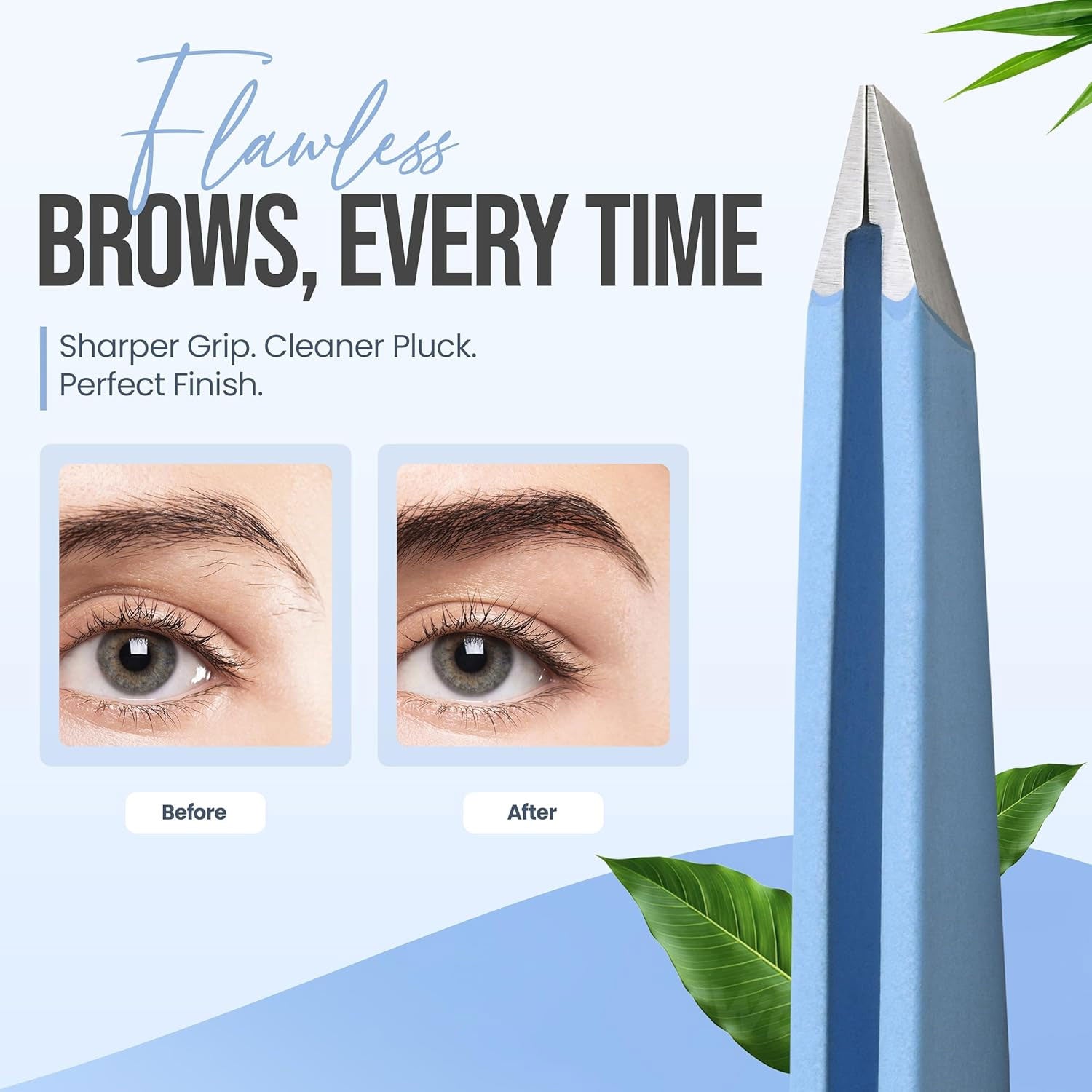 Professional Slant Tip Tweezers - Precision Stainless Steel Eyebrow Plucking Tool for Women and Men, Ingrown Hair Remover, Facial Hair Tweezers for Grooming