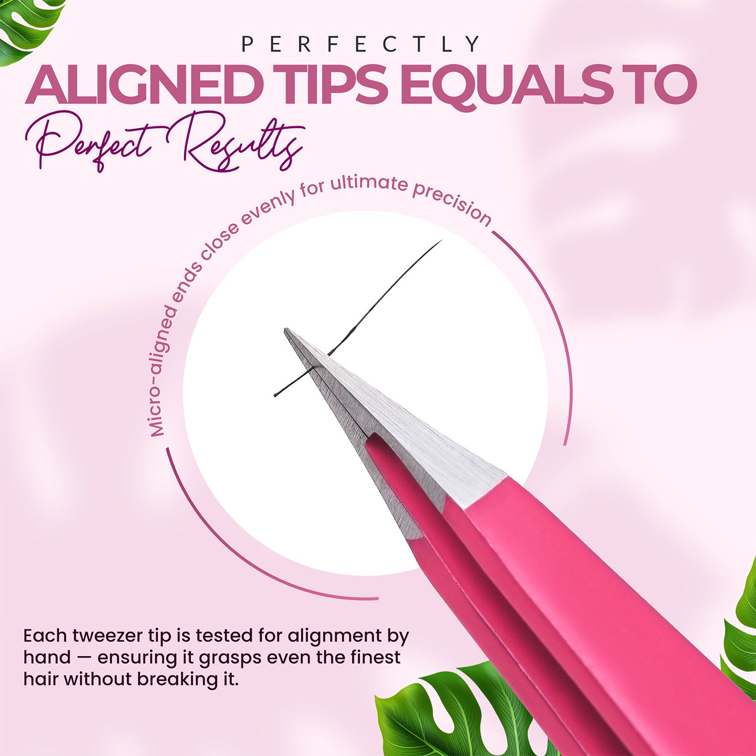 Pointer Stainless Steel Tweezers Women & Men Precision Eyebrow Tweezers for Facial Hair, Fine Tip Strong Grip Professional Tweezer for Eyebrow Shaping, Ingrown Hair & Splinter Removal (Neon Pink)