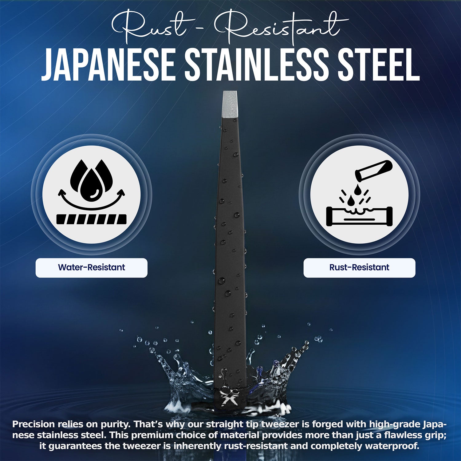 Professional Straight Stainless Steel Tweezers for Men & Women - Precision Eyebrow Facial Hair Removal with Strong Grip & Fine Point Tip (Black)