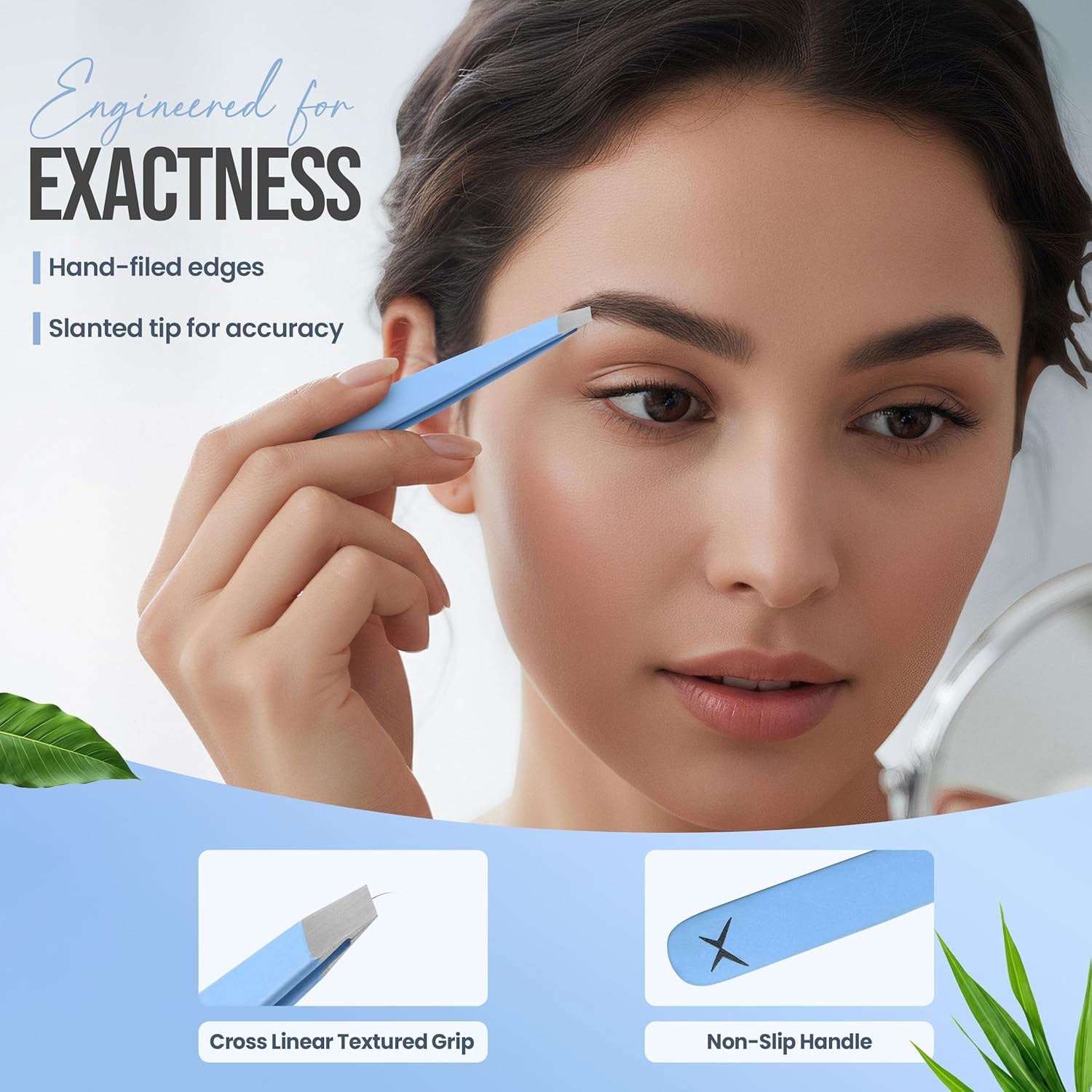 Professional Slant Tip Tweezers - Precision Stainless Steel Eyebrow Plucking Tool for Women and Men, Ingrown Hair Remover, Facial Hair Tweezers for Grooming