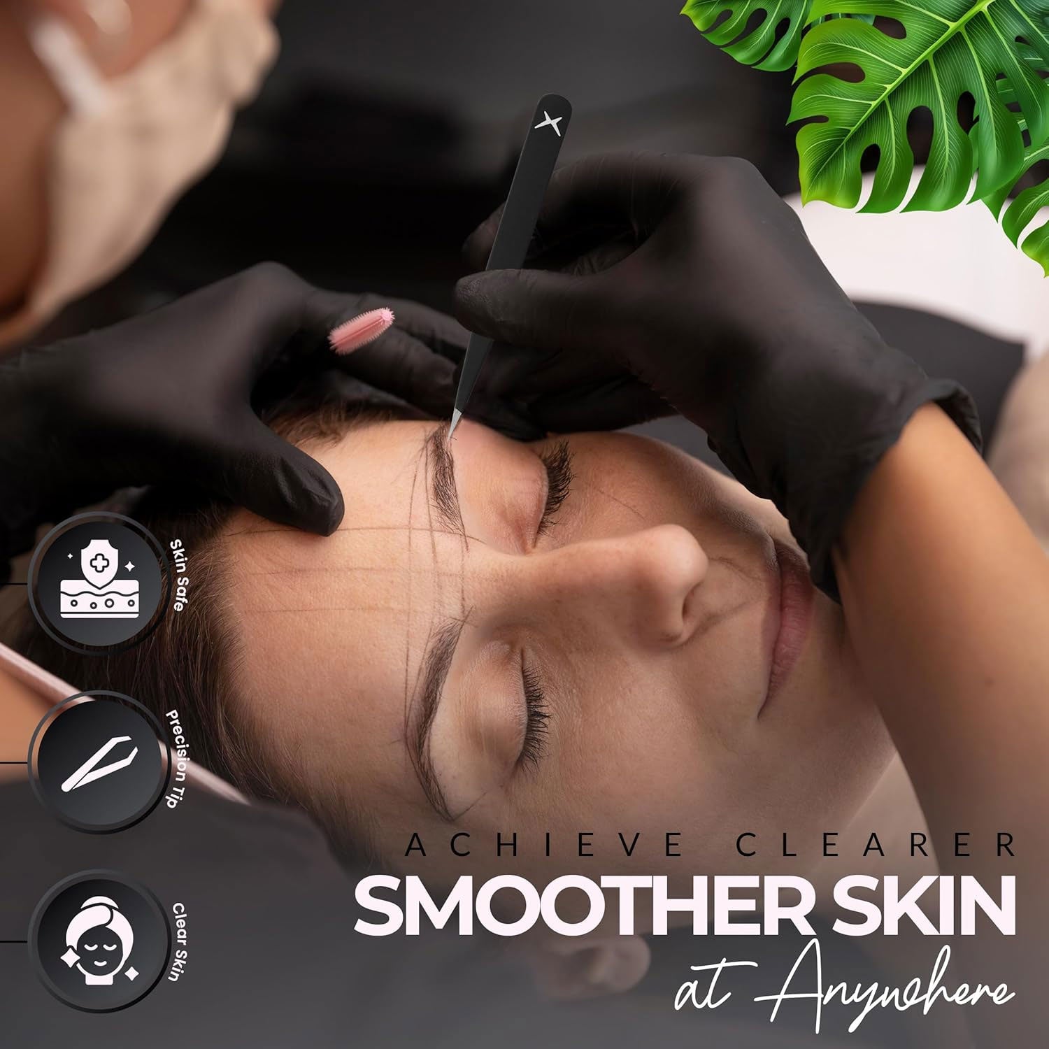 Pointer Stainless Steel Tweezers Women & Men Precision Eyebrow Tweezers for Facial Hair, Fine Tip Strong Grip Professional Tweezer for Eyebrow Shaping, Ingrown Hair & Splinter Removal (Matt Black)