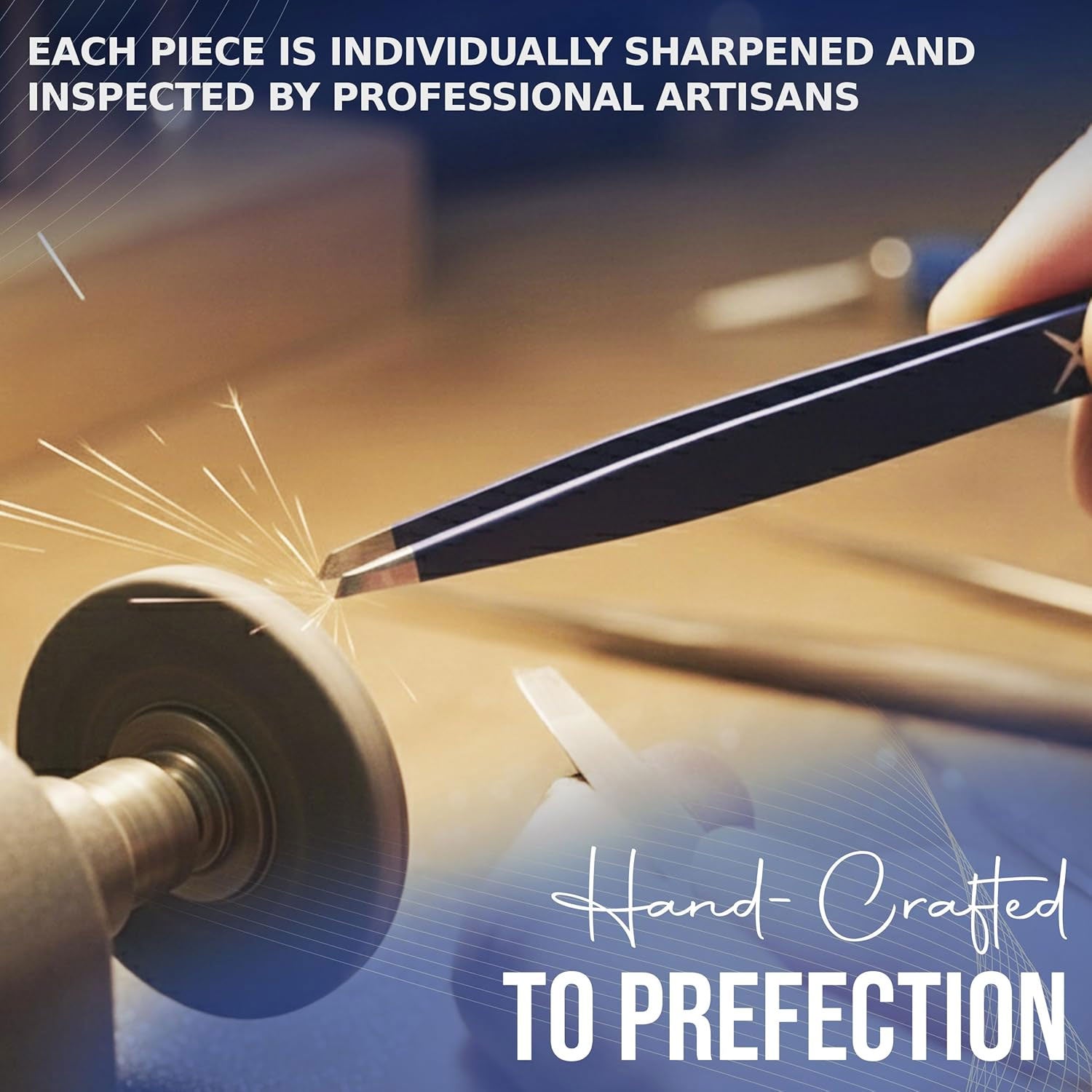 Slanted Stainless Steel Tweezers for Men & Women - Precision Eyebrow Tweezers for Facial Hairs, Strong Grip, Fine Tip, Professional Tweezer for Plucking & Grooming (Midnight Blue)