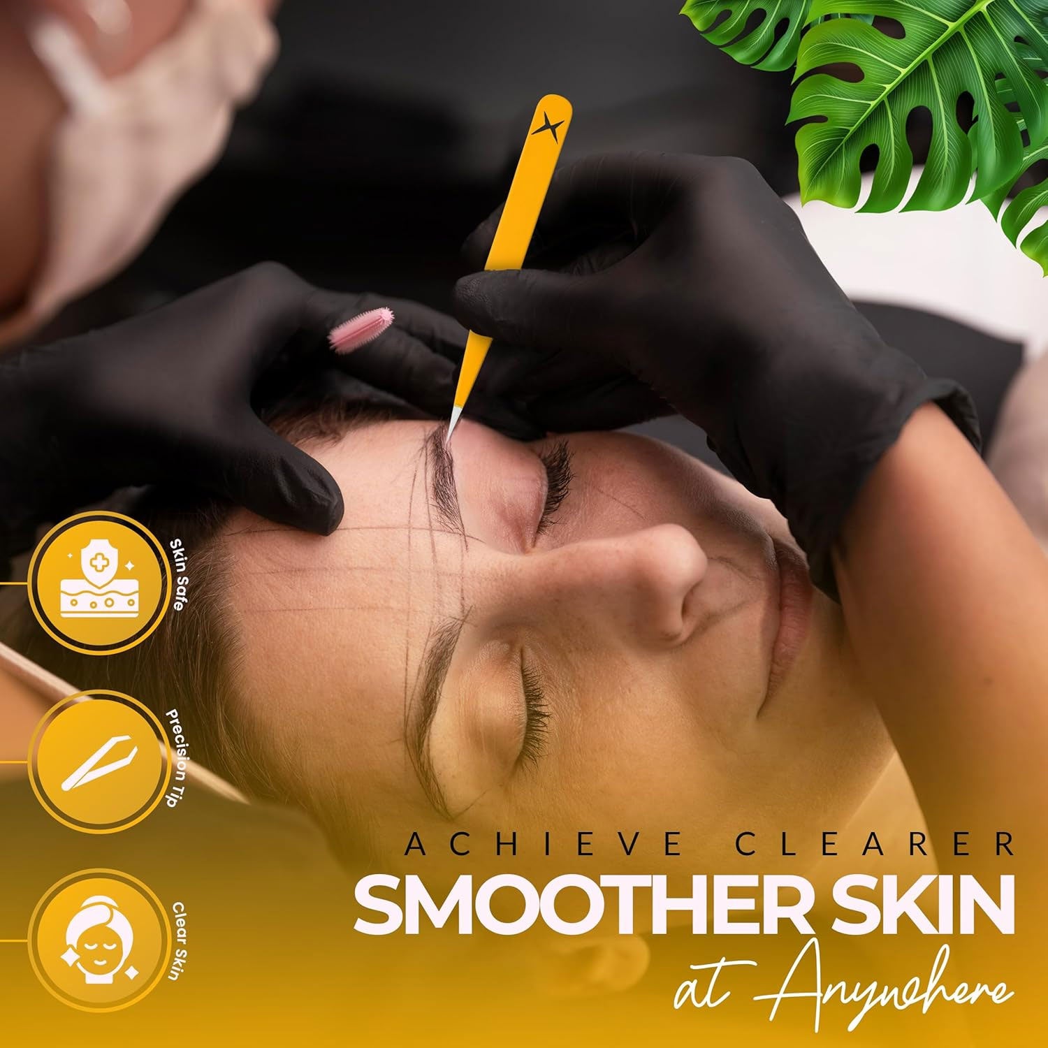 Pointer Stainless Steel Tweezers Women & Men Precision Eyebrow Tweezers for Facial Hair, Fine Tip Strong Grip Professional Tweezer for Shaping, Ingrown Hair & Splinter Removal (Chalked Lemon)