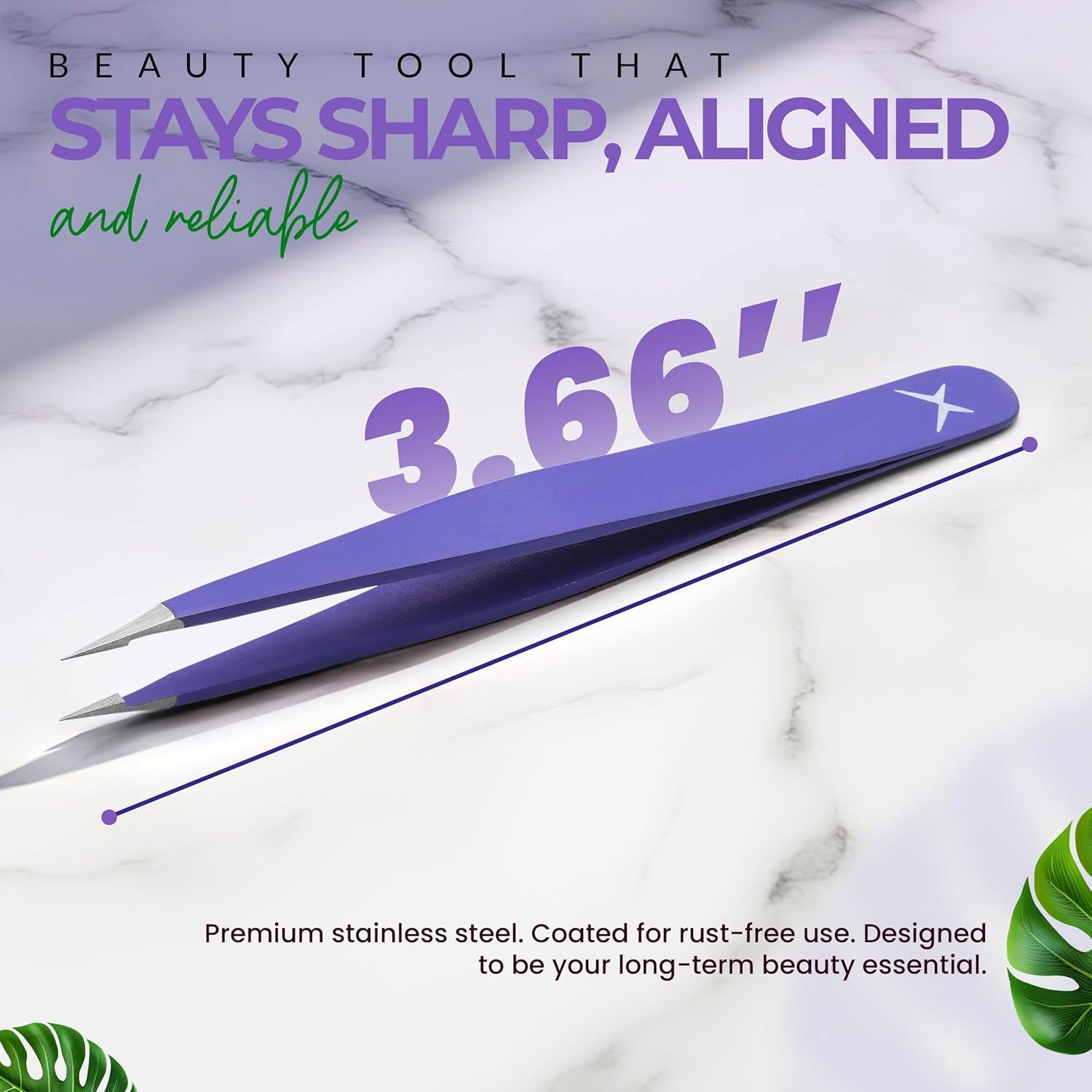 Pointer Stainless Steel Tweezers Women & Men Precision Eyebrow Tweezers for Facial Hair, Fine Tip Strong Grip Professional Tweezer for Eyebrow Shaping, Ingrown Hair & Splinter Removal (Purple)