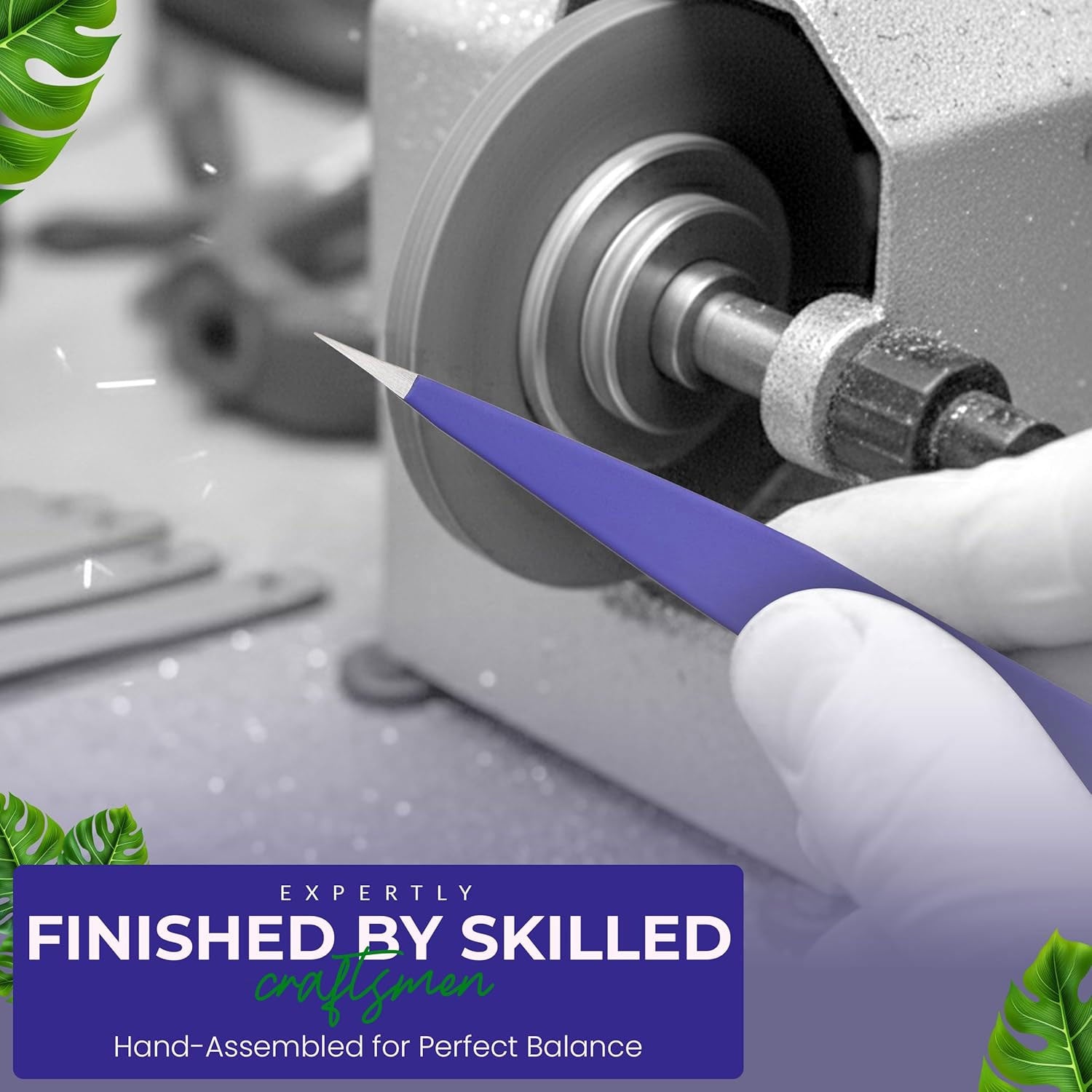 Pointer Stainless Steel Tweezers Women & Men Precision Eyebrow Tweezers for Facial Hair, Fine Tip Strong Grip Professional Tweezer for Eyebrow Shaping, Ingrown Hair & Splinter Removal (Purple)