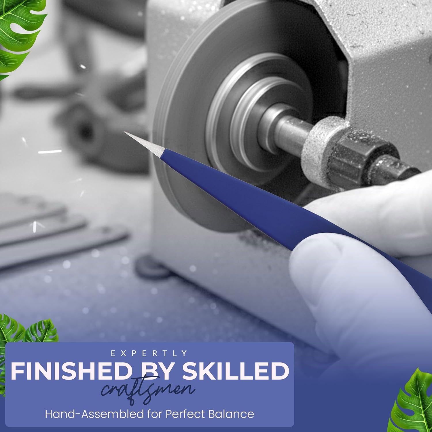 Pointer Stainless Steel Tweezers Women & Men Precision Eyebrow Tweezers for Facial Hair, Fine Tip Strong Grip Professional Tweezer for Eyebrow Shaping, Ingrown Hair & Splinter Removal (Midnight Blue)