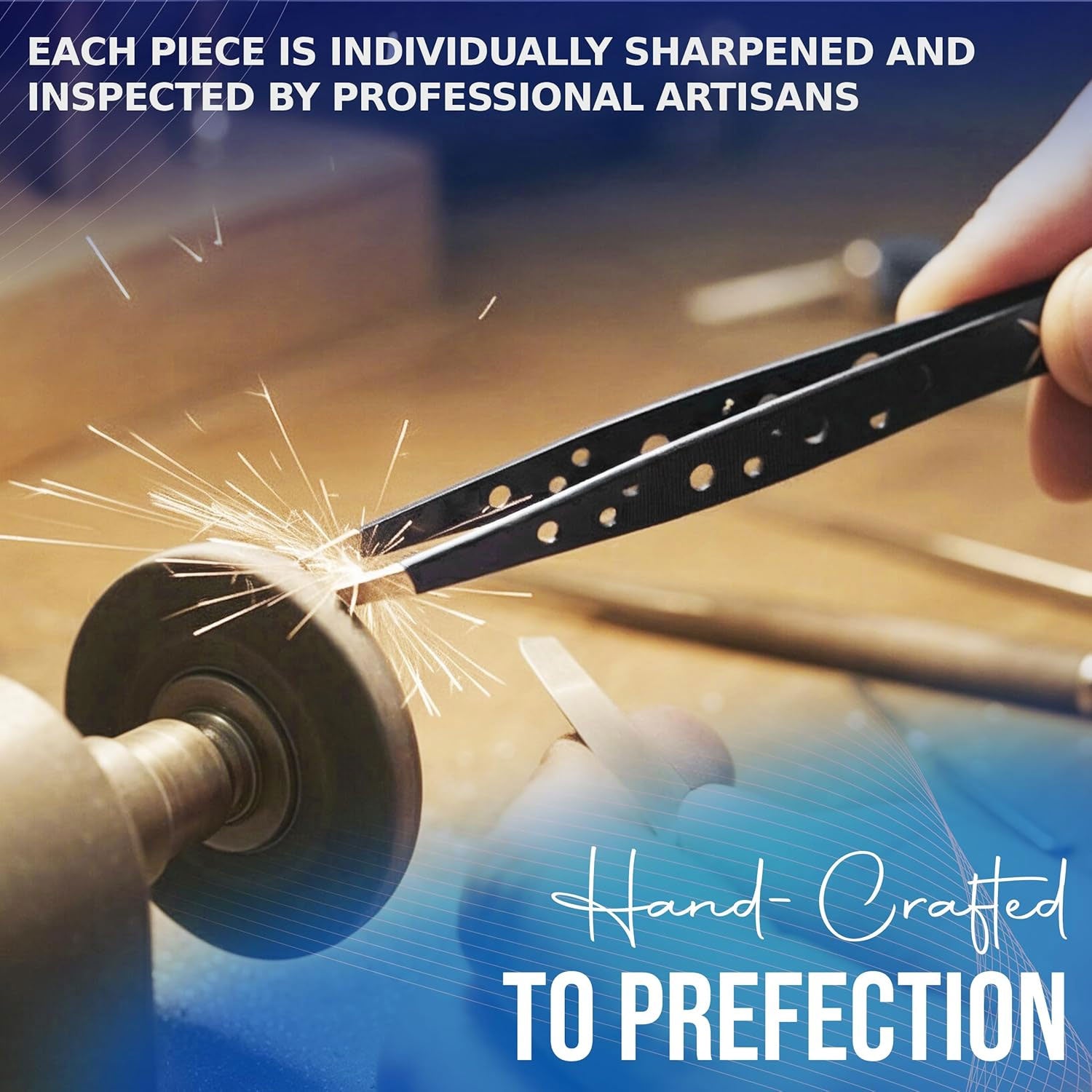 Premium Slant Tip Tweezers – Handmade Japanese Stainless Steel, Ultra-Precise Hair Removal Tool for Brows, Ingrowns & Splinters – Ergonomic 9-Hole Grip, Professional Salon Quality